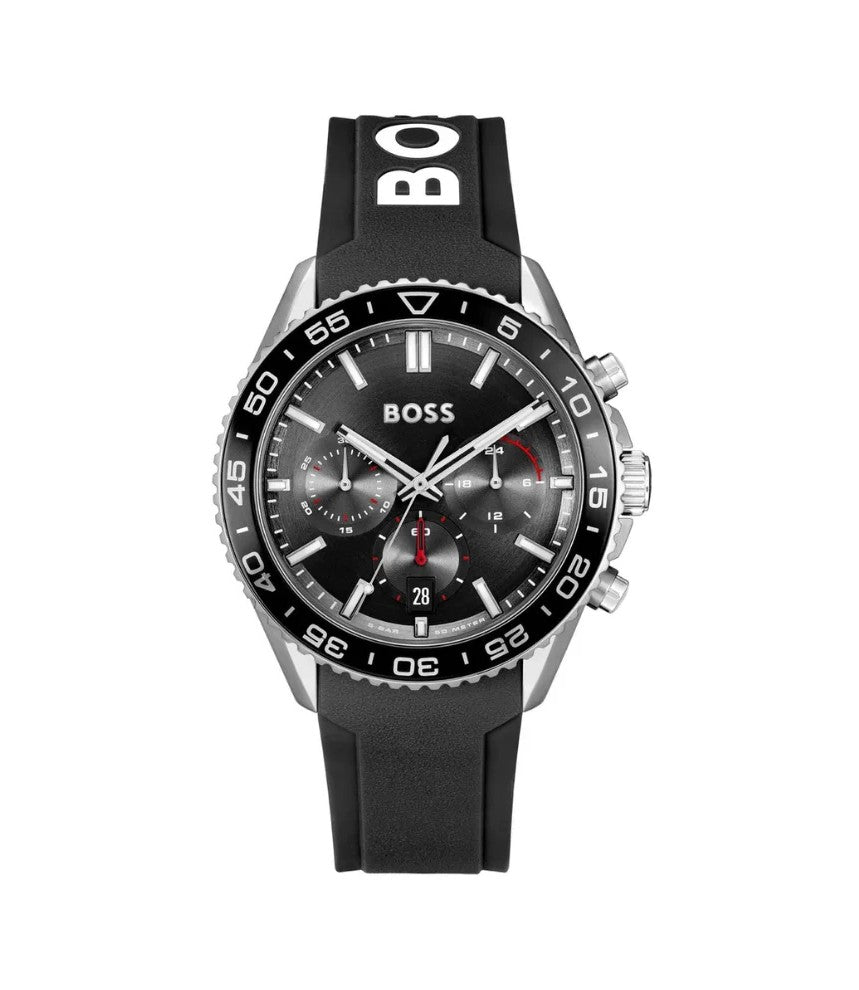 Hugo Boss 1514141 Runner Black Dial Black Silicone Strap Men's Watch