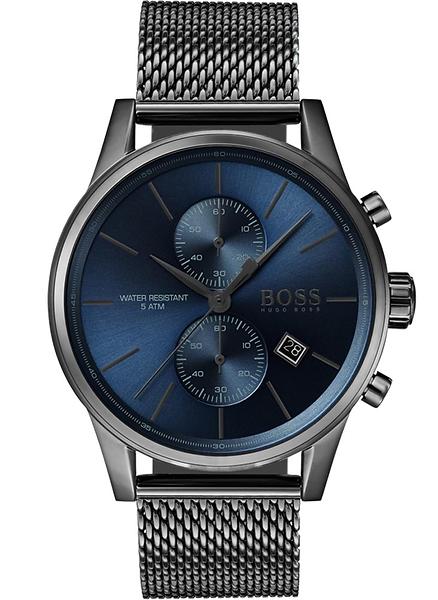 Hugo Boss 1513677 Jet Blue Dial Gunmetal Mesh Bracelet Men's Watch