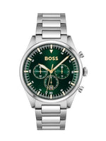 Hugo Boss 1513868 Pioneer Green Dial Silver Steel Strap Men's Watch