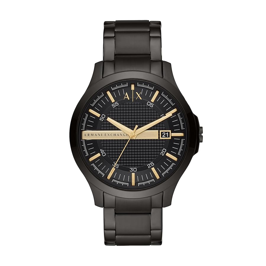 Armani Exchange AX2413 Hampton Black Dial Black Steel Strap Men's Watch