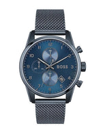 Hugo Boss 1513836 Skymaster Chronograph Blue Dial Blue Mesh Bracelet Men's Watch