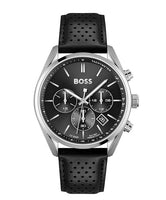 Hugo Boss 1513816 Champion Black Dial Black Leather Strap Men's Watch