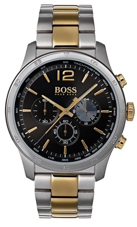 Hugo Boss 1513529 Professional Black Dial Two Tone Steel Strap Men's Watch