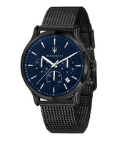 Maserati R8873618008 Epoca Black Edition Blue Dial Black Mesh Bracelet Men's Watch