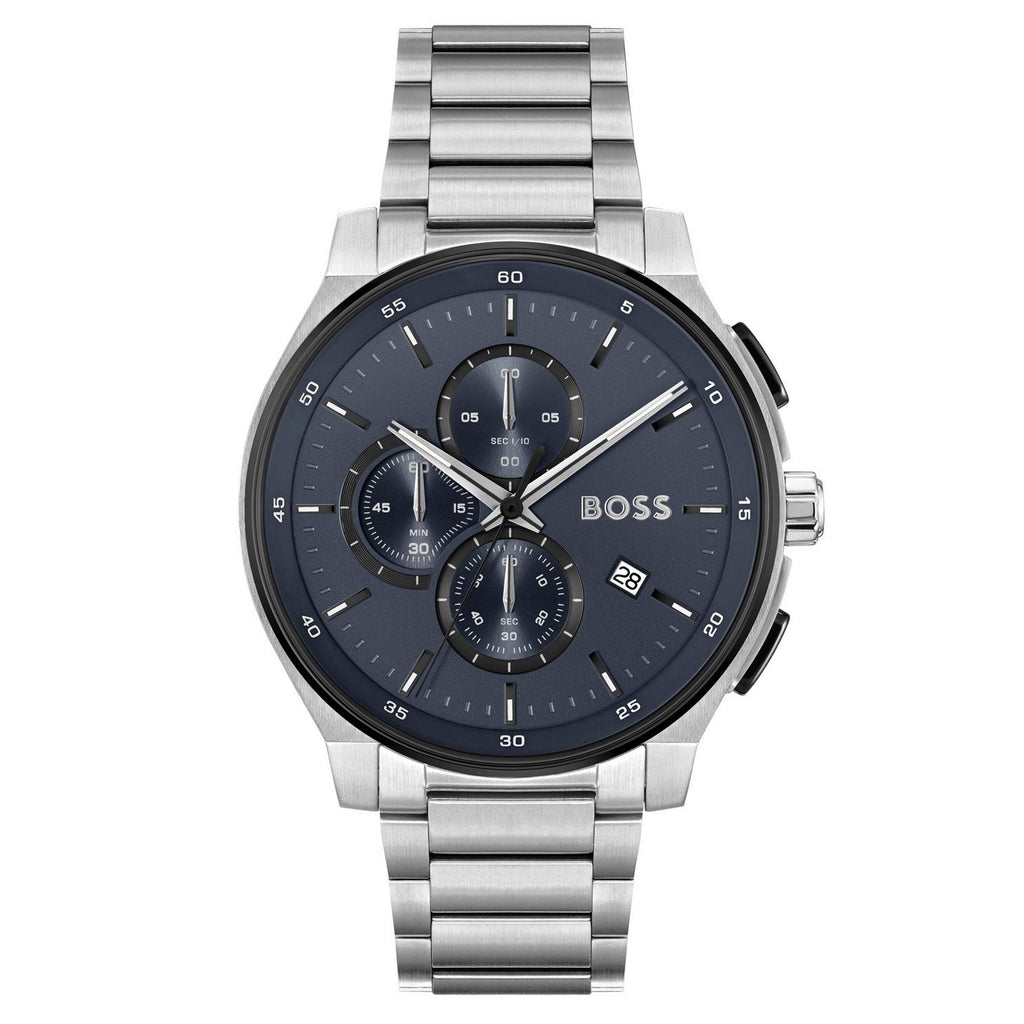 Hugo Boss 1513763 Peak Chronograph Blue Dial Silver Steel Strap Men's Watch