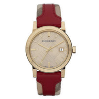 Burberry BU9111 Heritage Nova Gold Dial Leather Strap Women's Watch