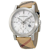 Burberry BU9360 The City Chronograph White Dial Leather Strap Men's Watch