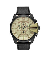 Diesel DZ4495 Mega Chief Green Dial Black Leather Strap Men's Watch