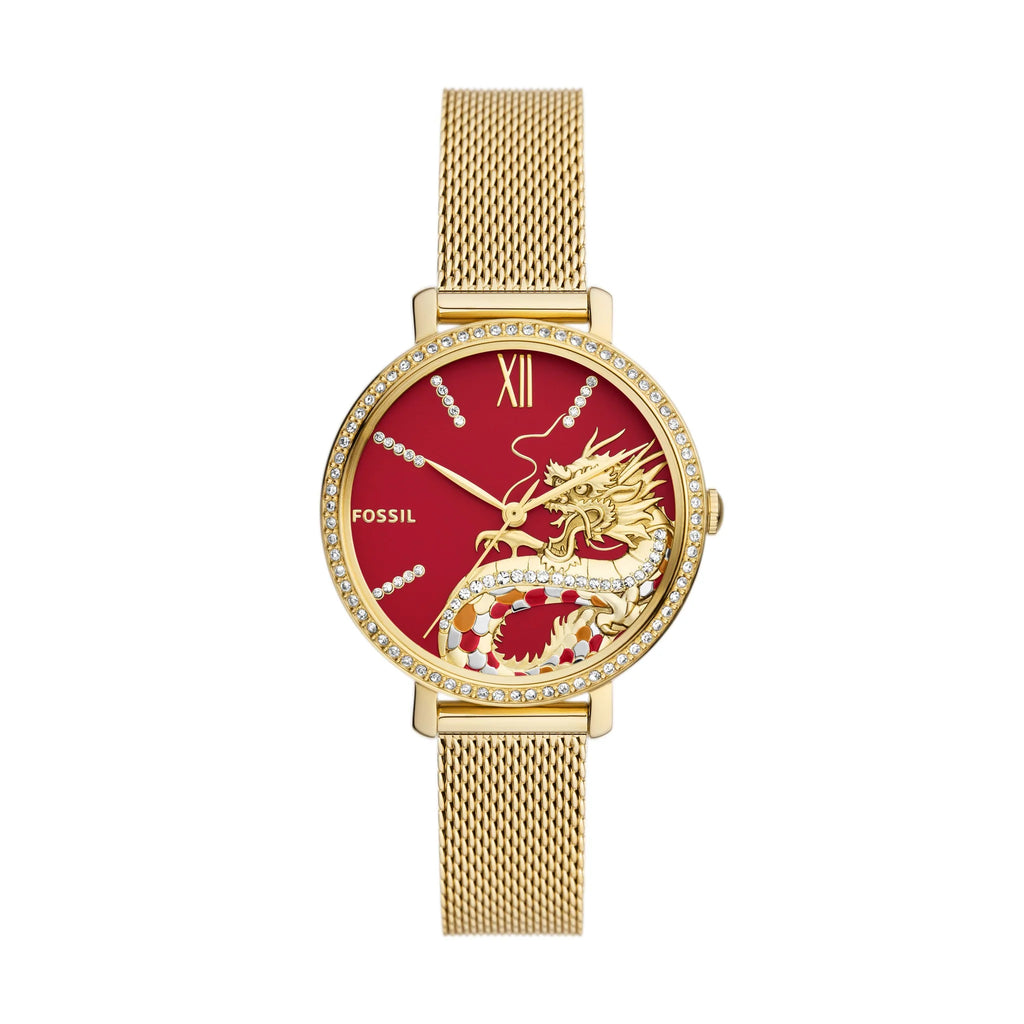 Fossil ES5316 Jacqueline Gold‑Tone Red Dial Women’s Watch
