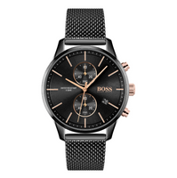 Hugo Boss 1513811 Associate Black Dial Black Mesh Bracelet Men's Watch