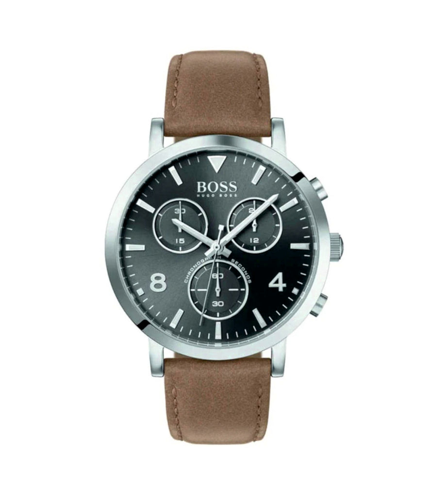 Hugo Boss 1513691 Spirit Grey Dial Brown Leather Strap Men's Watch
