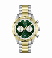 Hugo Boss 1513872 Santiago Green Dial Two Tone Steel Strap Men's Watch