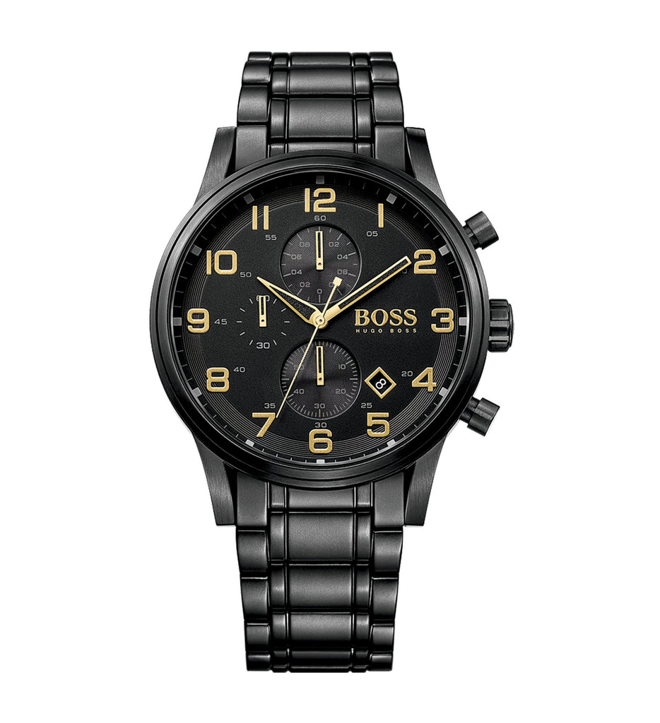 Hugo Boss 1513275 Aeroliner Chronograph Black Dial Black Ion-plated Men's Watch