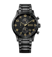 Hugo Boss 1513275 Aeroliner Chronograph Black Dial Black Ion-plated Men's Watch