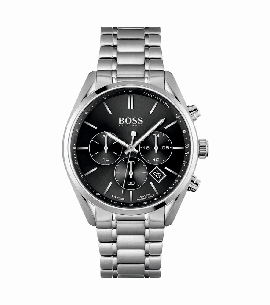 Hugo Boss 1513871 Champion Black Dial Silver Steel Strap Men's Watch