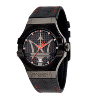 Maserati R8851108010 Potenza 3H STR Black Dial 42mm Leather Strap Men's Watch