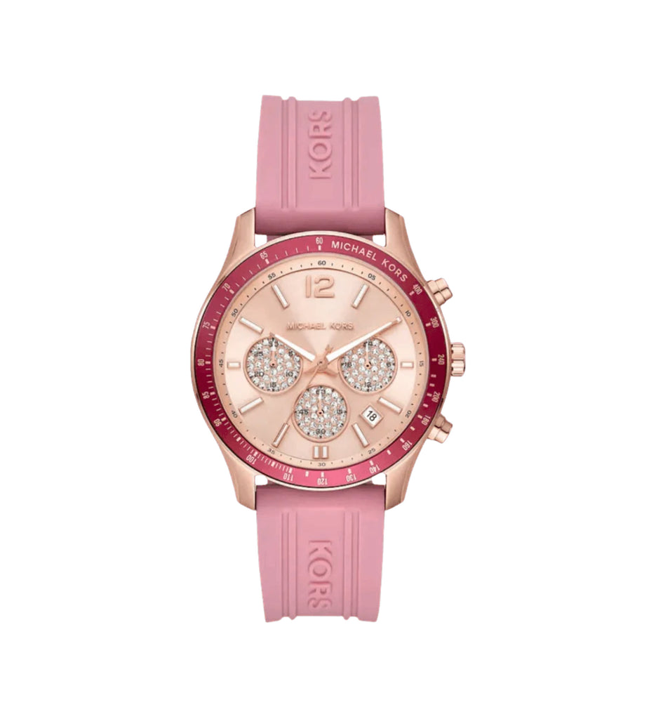 Michael Kors MKO1039 Berkley Chronograph Rose Gold Dial Pink Silicone Women’s Watch