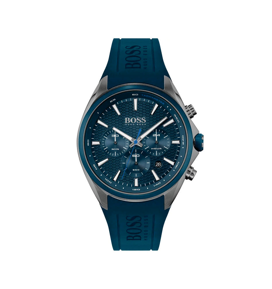 Hugo Boss 1513856 Distinct Chronograph Blue Dial Blue Silicone Strap Men's Watch