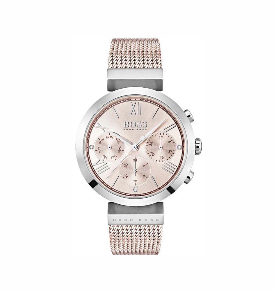 Hugo Boss 1502426  Gold Dial Rose Gold Stainless Steel Mesh Strap Women's Watch