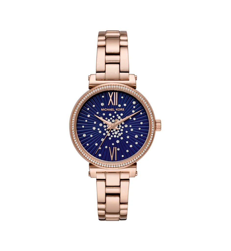 Michael Kors MK3971 Sofie Blue Dial Rose Gold Stainless Steel Women’s Watch