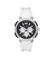 Michael Kors MK6947 Sidney Multifunction Black Dial White Strap Women’s Watch
