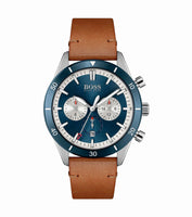 Hugo Boss 1513860 Santiago Blue Dial Brown Leather Strap Men's Watch