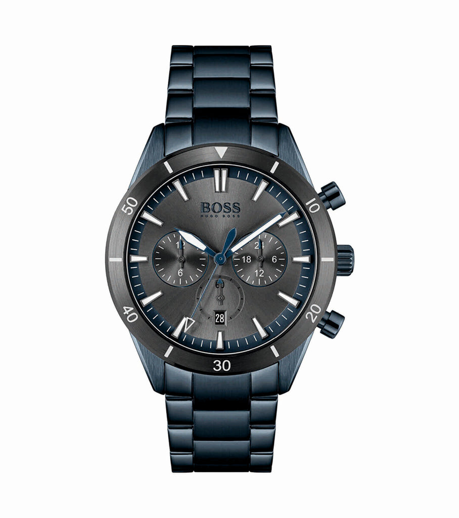Hugo Boss 1513865 Santiago Grey Dial Blue Steel Strap Men's Watch