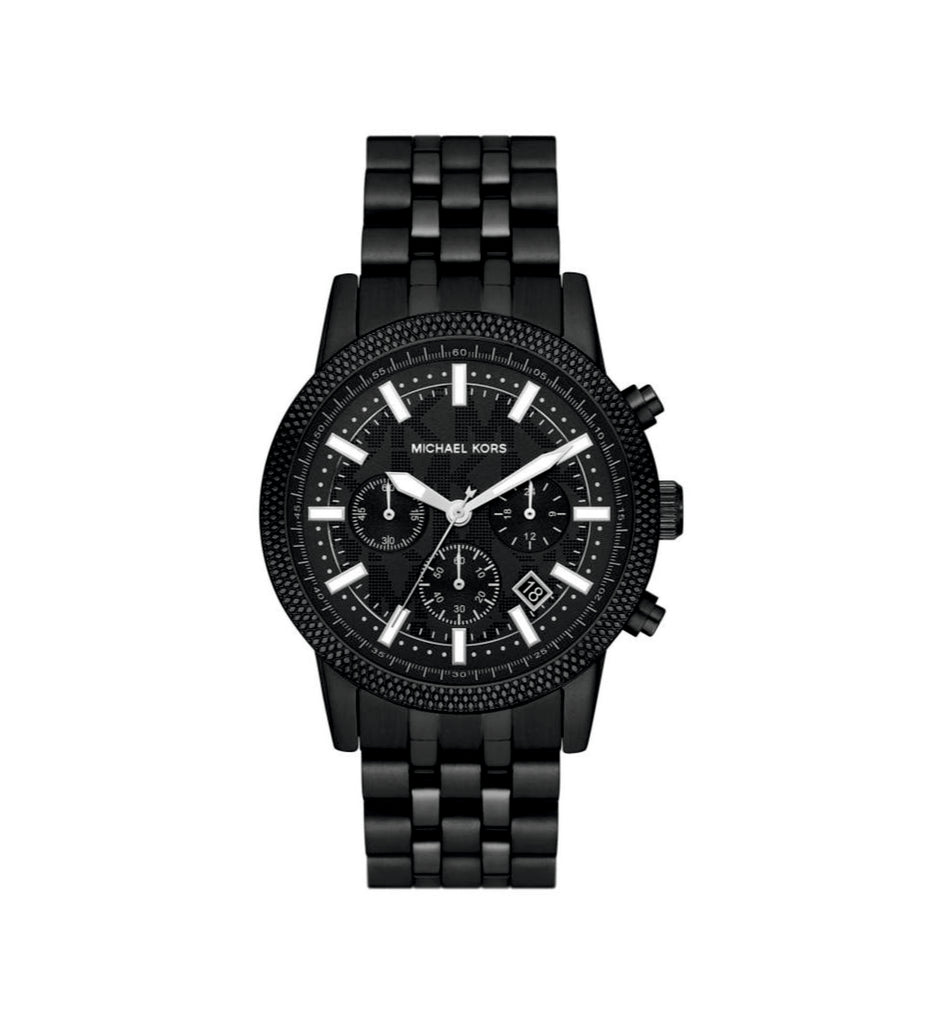 Michael Kors MK9089 Hutton Chronograph Black Dial Black Stainless Steel Men’s Watch