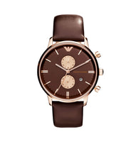 Emporio Armani AR0387 Brown Dial Leather Strap Men’s Watch