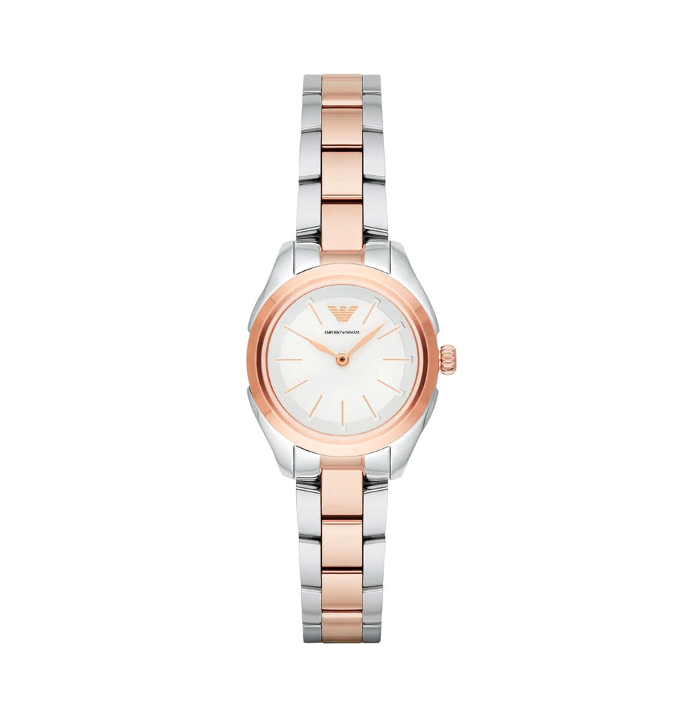 Emporio Armani AR11029 White Dial Two Tone Stainless Steel Strap Women’s Watch