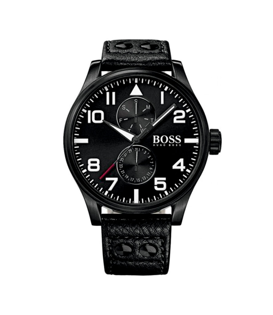 Reloj de Hombre Hugo Boss 1513083 Aeroliner Maxx Esfera Negra de Cuero