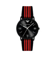 Emporio Armani AR11015 Black Dial Black & Red Fabric Strap Men’s Watch
