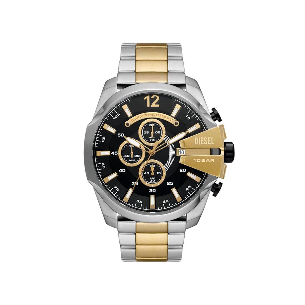 Diesel DZ4581 Mega Chief Black Dial Two-Tone Steel Strap Men's Watch