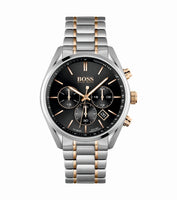 Hugo Boss 1513819 Champion Chronograph Black Dial Two Tone Steel Strap Men's Watch