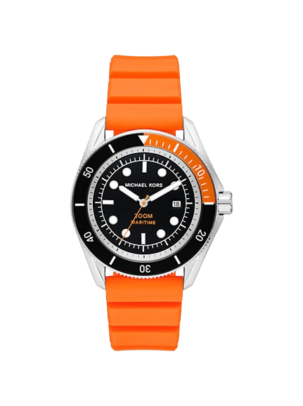 メグ Michael Kors MK9157 Maritime Three-Hand Date Orange Silicone Men's Wat