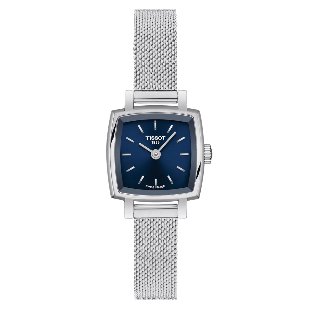 Tissot T058.109.11.041.00 Lovely Square Blue Dial Silver Mesh Bracelet Women's Watch