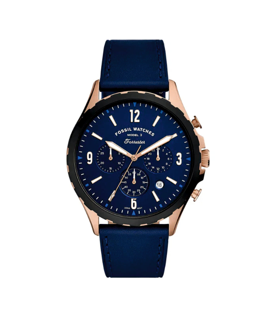 Fossil FS5814 Forrester Chronograph Blue Dial Blue Leather Men's Watch