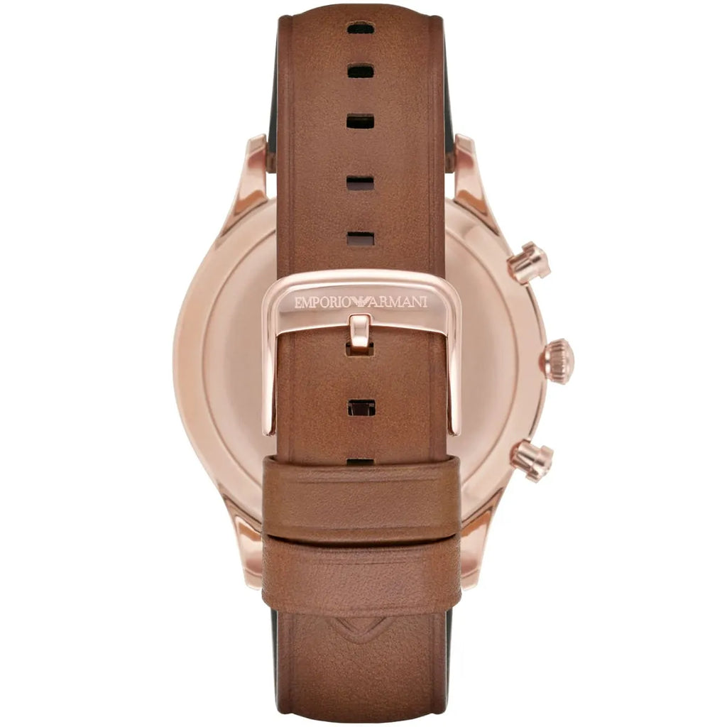 ARMANI　AR11043 Emporio Armani AR11043| Silver Dial Leather Men's Watch