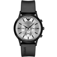 Emporio Armani AR11048 Silver Dial Black Rubber Strap Men’s Watch