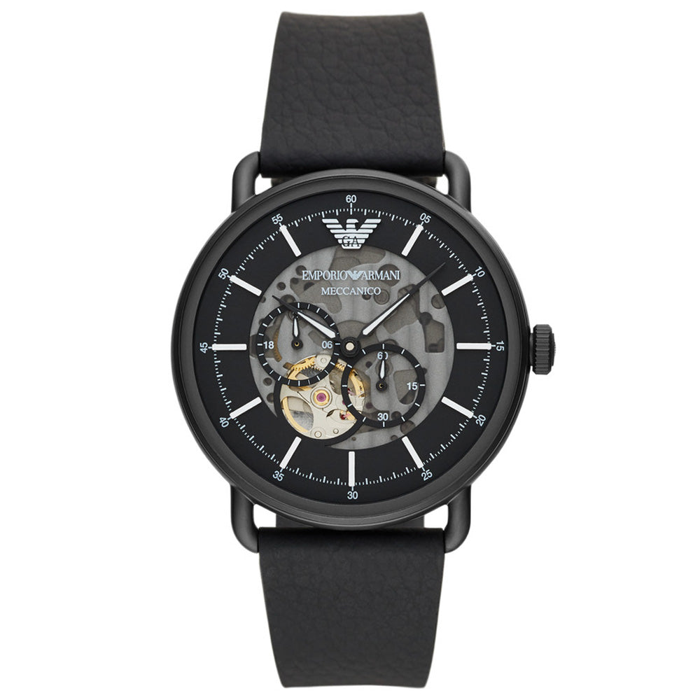 Emporio Armani AR60028 Multifunction Black Leather Watch - WATCH ACES