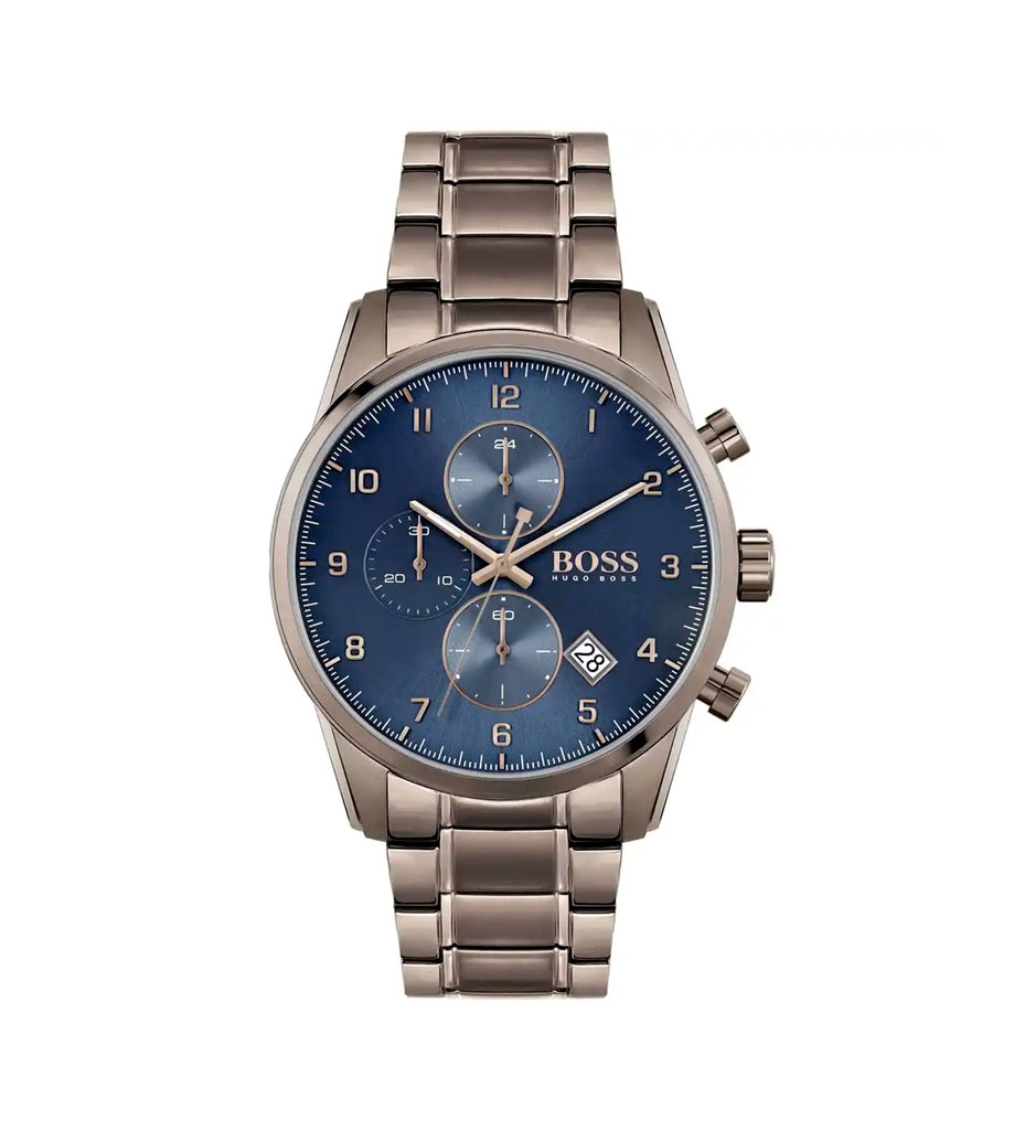 Hugo Boss 1513788 Skymaster Blue Dial Brown Stainless Steel Bracelet Men's Watch