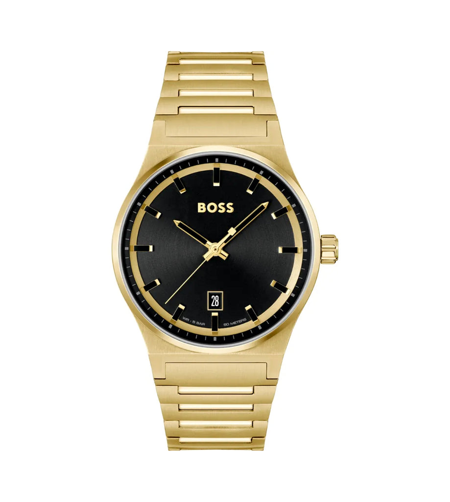Hugo Boss 1514077 Candor Black Dial Gold Stainless Steel Bracelet Men’s Watch