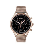 Hugo Boss 1513548 Companion Black Dial Rose Gold Mesh Stainless Steel Men’s Watch