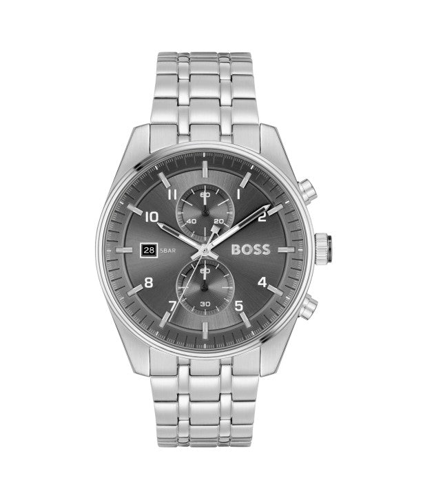 Hugo Boss 1514151 Skytraveller Grey Dial Stainless Steel Bracelet Men's Watch