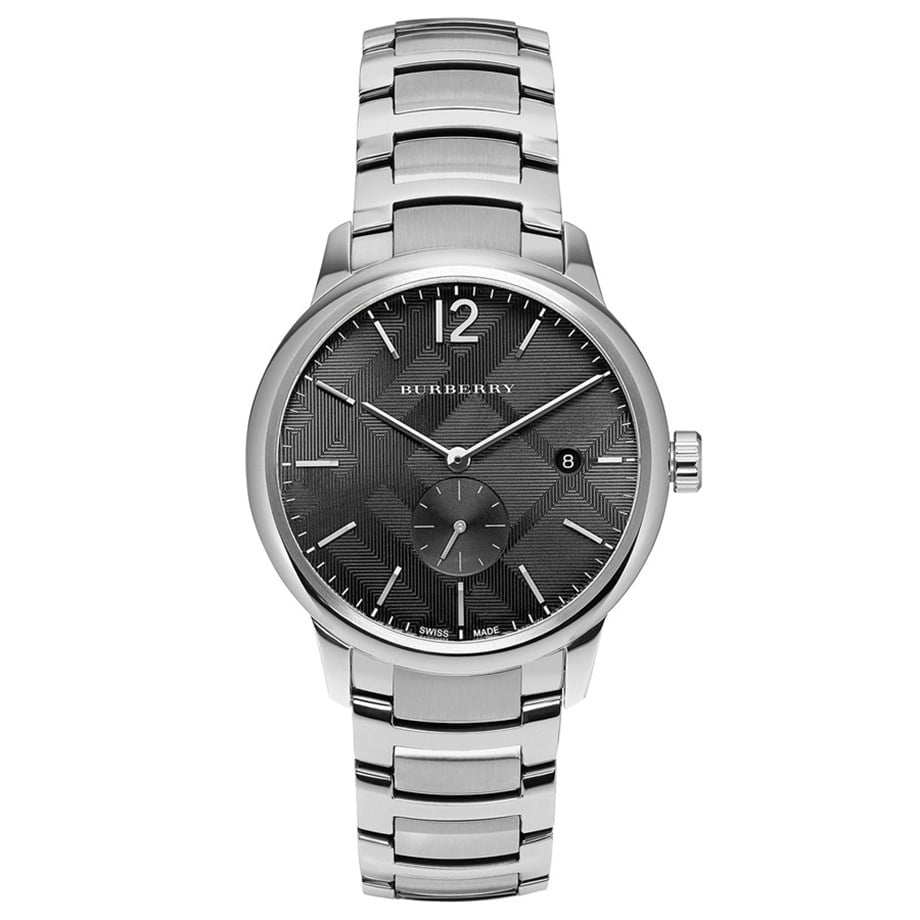 Burberry BU10005 The Classic Round Black Dial Silver Steel Strap Men's Watch