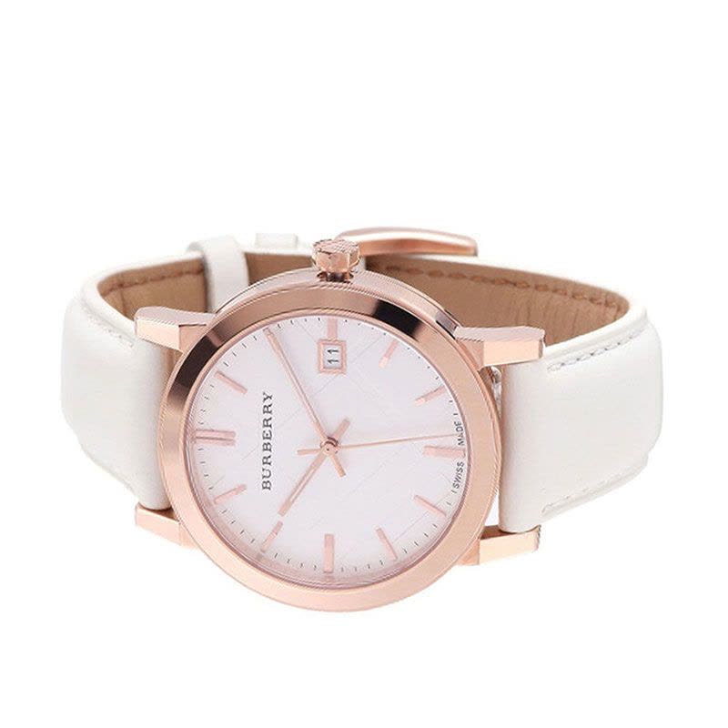 Burberry BU9012 Large Check White Leather Strap Women's Watch