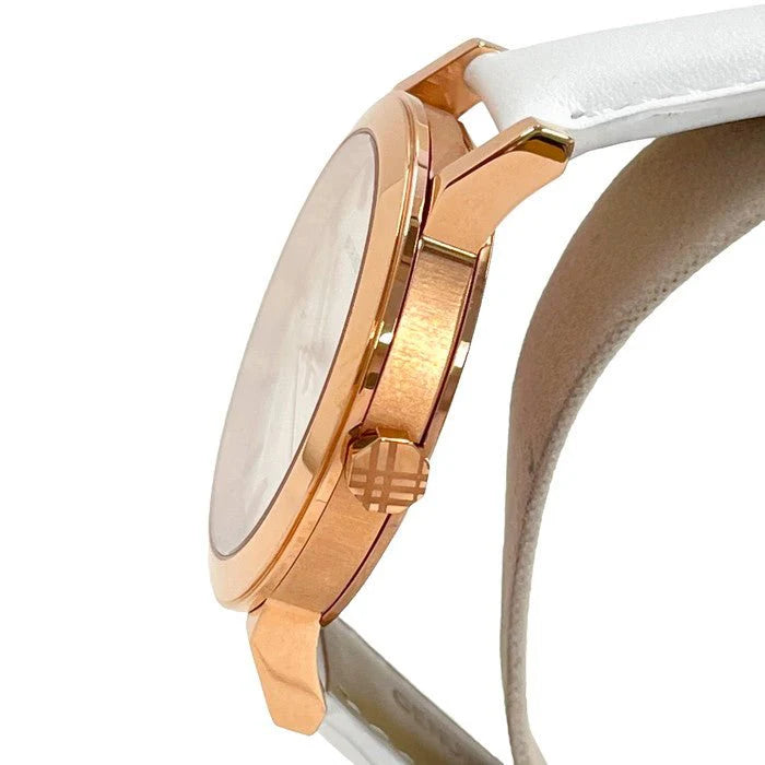 Burberry BU9012 Large Check White Leather Strap Women's Watch