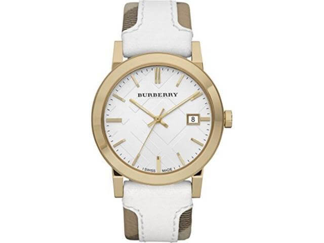 Burberry white leather strap watch online