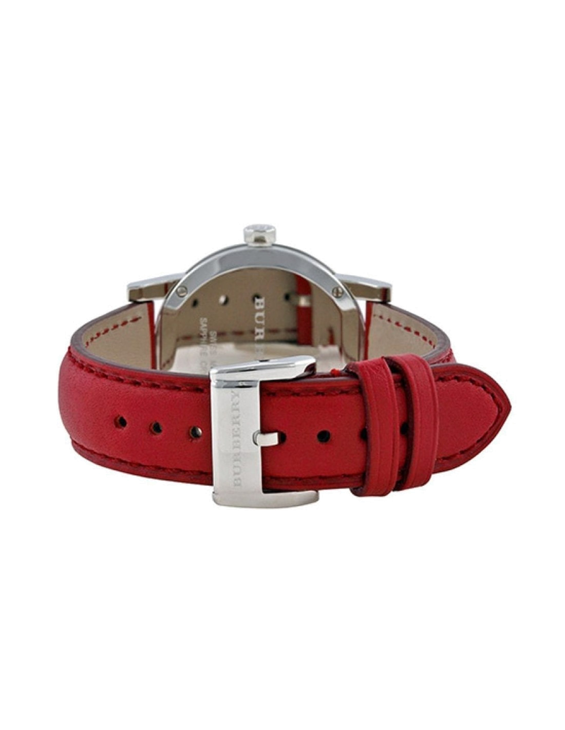 Burberry BU9129 White Silver Dial Red Leather Women's Watch