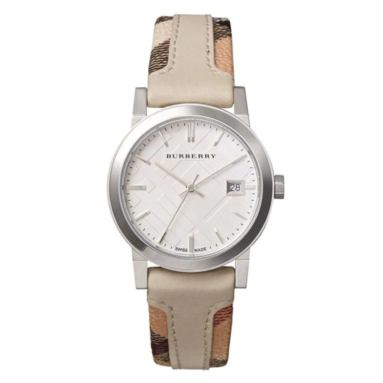 Burberry BU9132 The City Haymarket White Leather Women's Watch